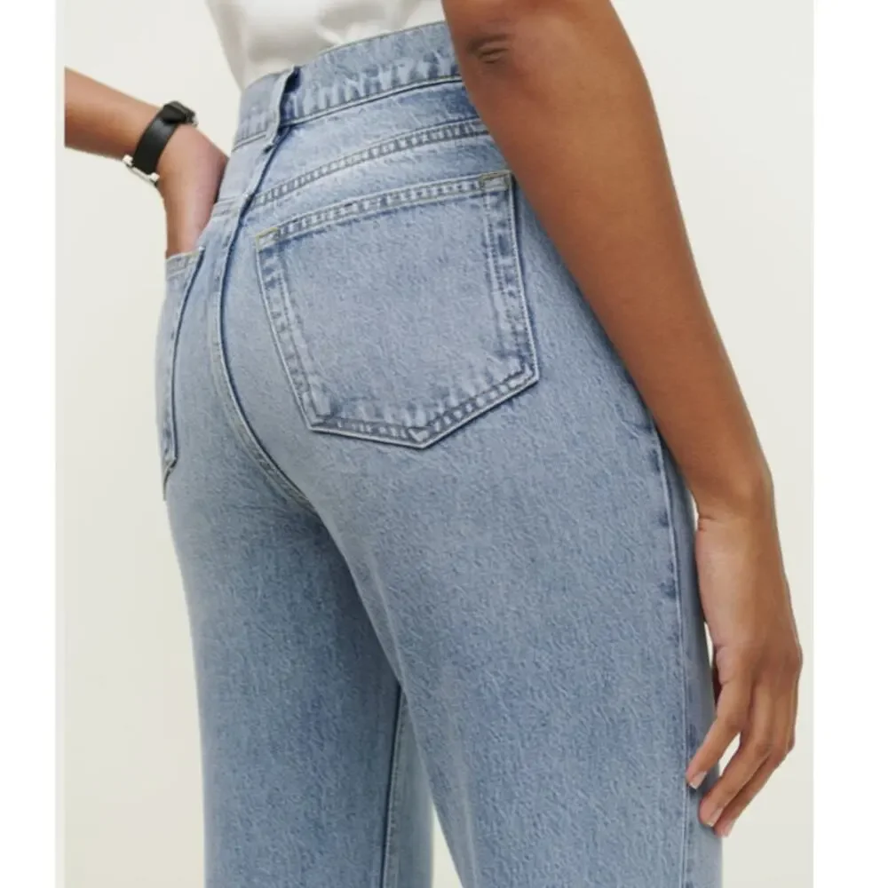 Reformation Jeans Straight Leg Tahoe Destroyed Jeans - Picture 3 of 6